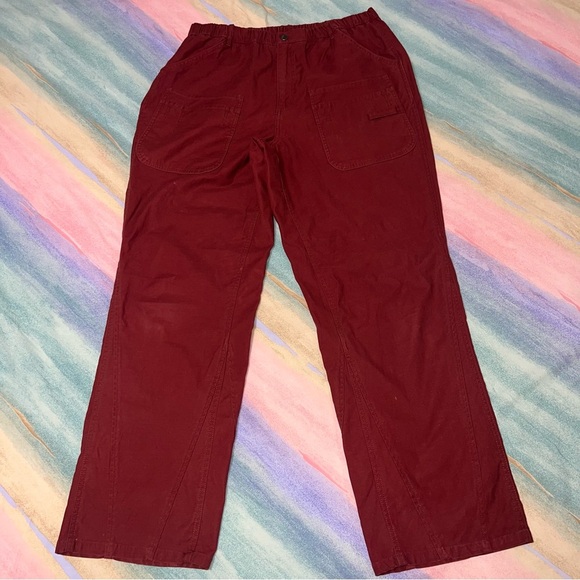 Free People Women’s Voyage Utility High Rise Wide Leg Cargo Pants in Red Size L - Picture 1 of 5